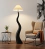 Verona Noir S-Curve Floor Lamp with Pleated Fabric Shade