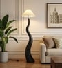 Verona Noir S-Curve Floor Lamp with Pleated Fabric Shade