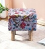 Verona Stool In Bird Print Grey Kantha Fabric Verona Stool In Bird Print Grey Kantha Fabric