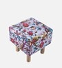 Verona Stool In Bird Print Grey Kantha Fabric Verona Stool In Bird Print Grey Kantha Fabric