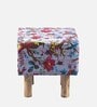 Verona Stool In Bird Print Grey Kantha Fabric Verona Stool In Bird Print Grey Kantha Fabric