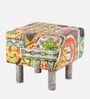 Verona Stool In Multicolour Patch Kantha Fabric Verona Stool In Multicolour Patch Kantha Fabric