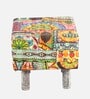 Verona Stool In Multicolour Patch Kantha Fabric Verona Stool In Multicolour Patch Kantha Fabric