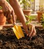 Yellow Versatile Medium Hand Trowel with Wood