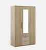 Verta 3 Door Wardrobe With Mirror In Santana Oak & Bamboo Flute Finish