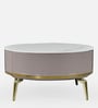 Vertex Marble Coffee Table in White & Cream Finish With Drawers