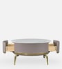 Vertex Marble Coffee Table in White & Cream Finish With Drawers