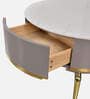 Vertex Marble Coffee Table in White & Cream Finish With Drawers