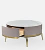 Vertex Marble Coffee Table in White & Cream Finish With Drawers