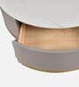 Vertex Marble Coffee Table in White & Cream Finish With Drawers
