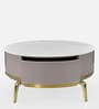 Vertex Marble Coffee Table in White & Cream Finish With Drawers