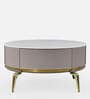 Vertex Marble Coffee Table in White & Cream Finish With Drawers