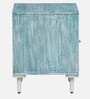Verve Solid Wood Bedside Table in Blue and White Colour
