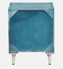 Verve Solid Wood Bedside Table in Blue and White Colour