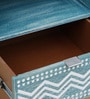 Verve Solid Wood Bedside Table in Blue and White Colour