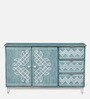 Verve Solid Wood Sideboard In Blue and White Colour