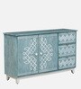 Verve Solid Wood Sideboard In Blue and White Colour