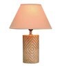 Vespera Beige Cotton Shade Table Lamp with Natural Base