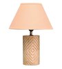 Vespera Beige Cotton Shade Table Lamp with Natural Base