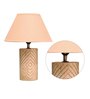 Vespera Beige Cotton Shade Table Lamp with Natural Base