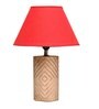 Electa Maroon Cotton Shade Night Lamp With Wood Base