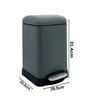 Grey Metal Vetro Trash Bin 6 Ltr
