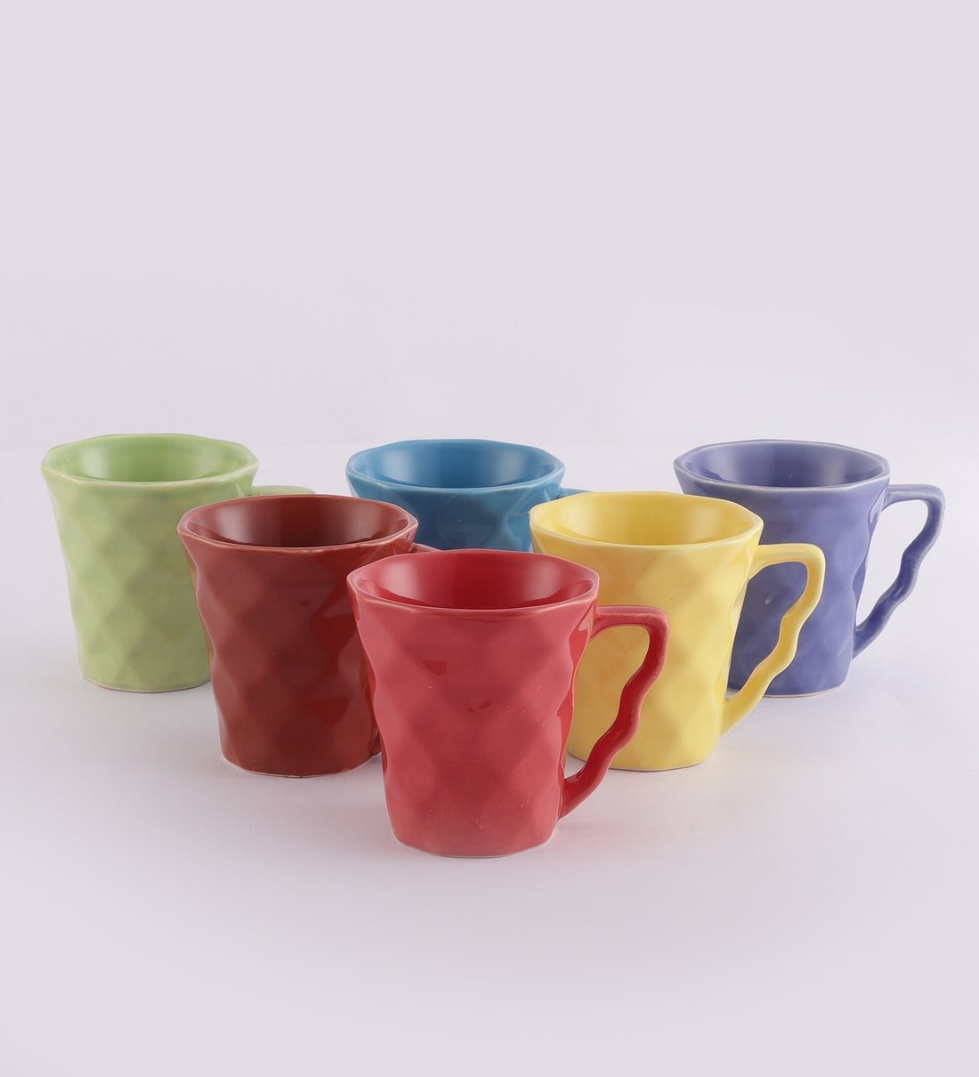 Indian Ceramic Multicolor Tea Cup - 6 Pcs- 160 ML