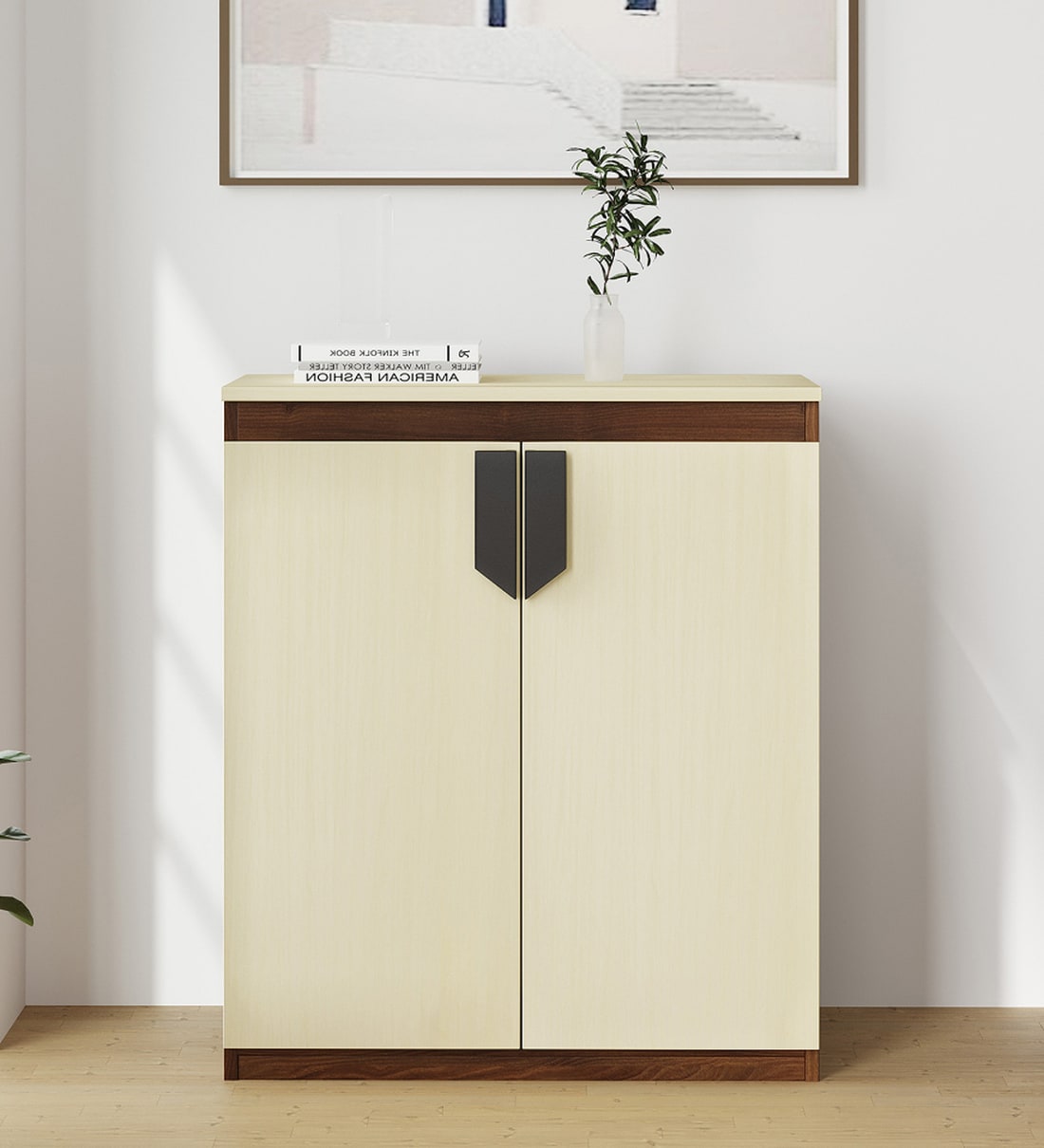 Buy Victor Shoe Cabinet In Dark And Light Acacia Finish With Storage 