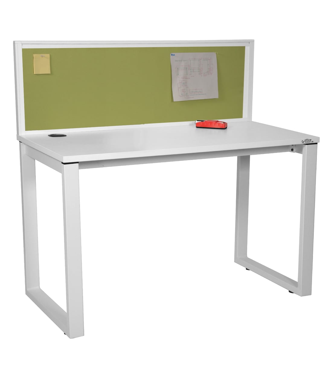 Buy Victoria Study Table with Pin Board in White & Green Colour by