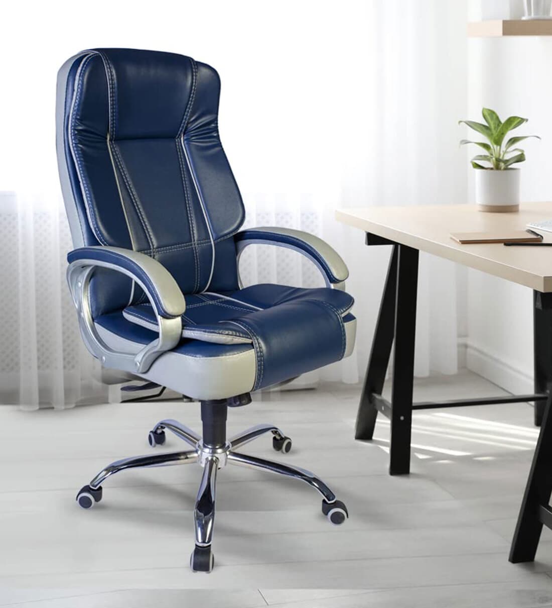 Navy leather office discount chair