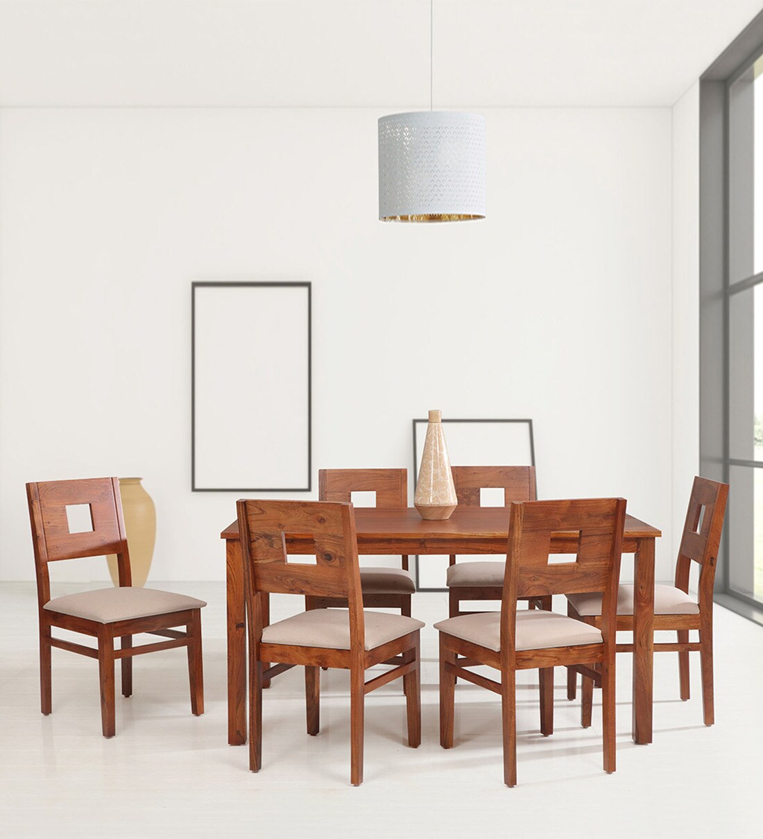 Buy Vincent Solid Wood 6 Seater Dining Set in Walnut Finish at 59 OFF