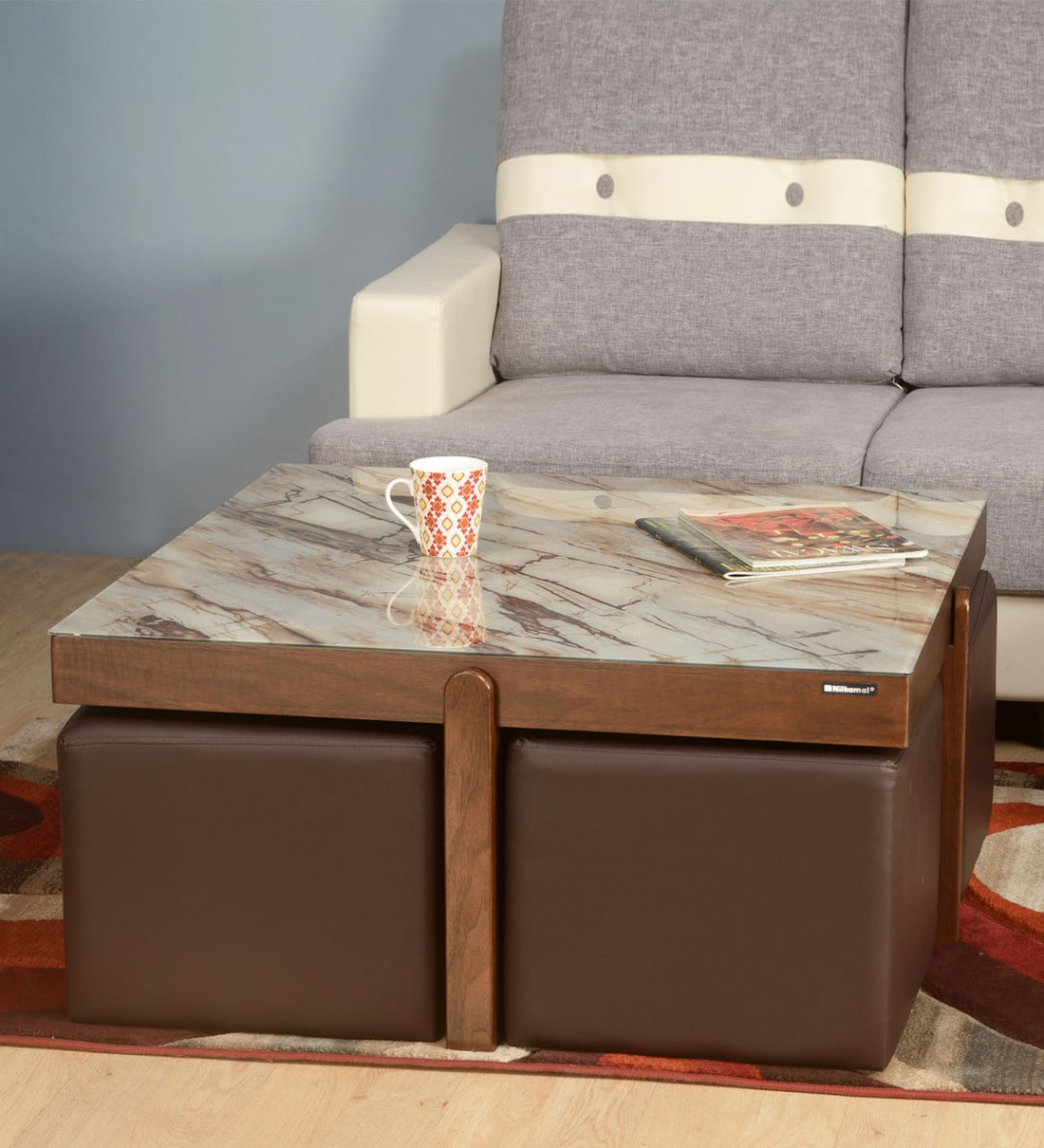 Buy Vincent Nesting Coffee Table Set in Light Walnut Finish By Nilkamal Online Nesting Coffee