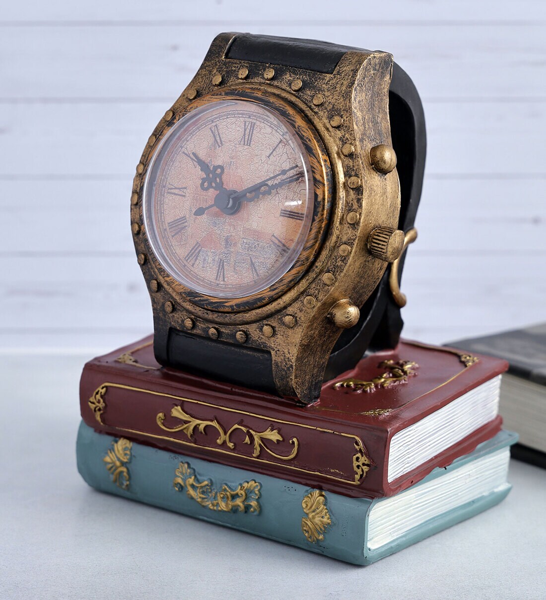 Buy Vintage Clock & Books Gold Resin Table Accent Piece by A Vintage