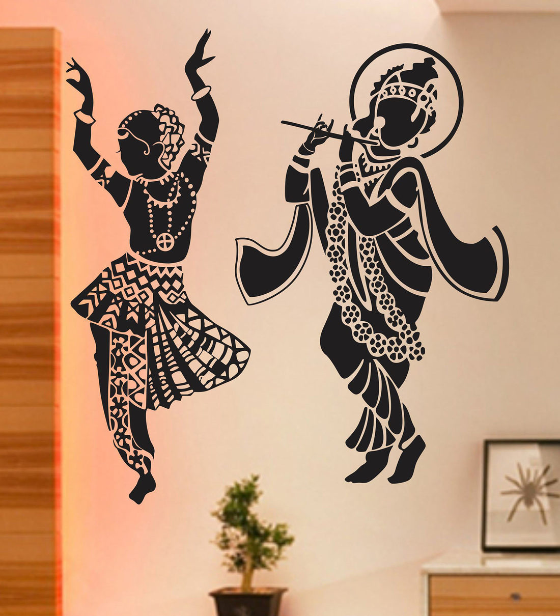 Buy Vinyl Rhadha And Krishna Wall Sticker By Happy Walls Online