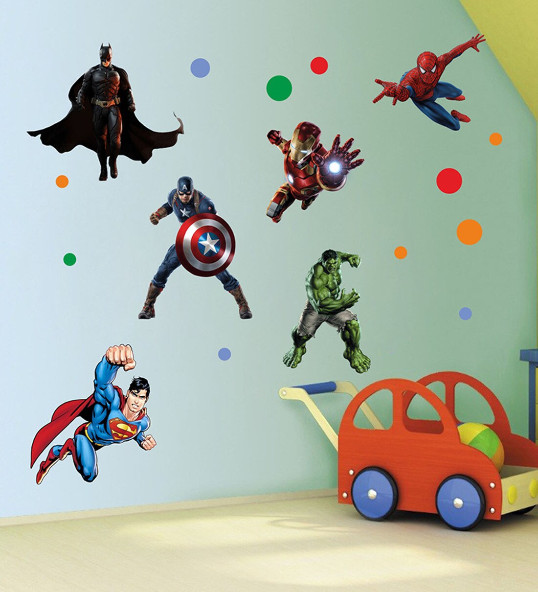 Buy Vinyl Super Hero League Wall Sticker by Decor Kafe Online Kids
