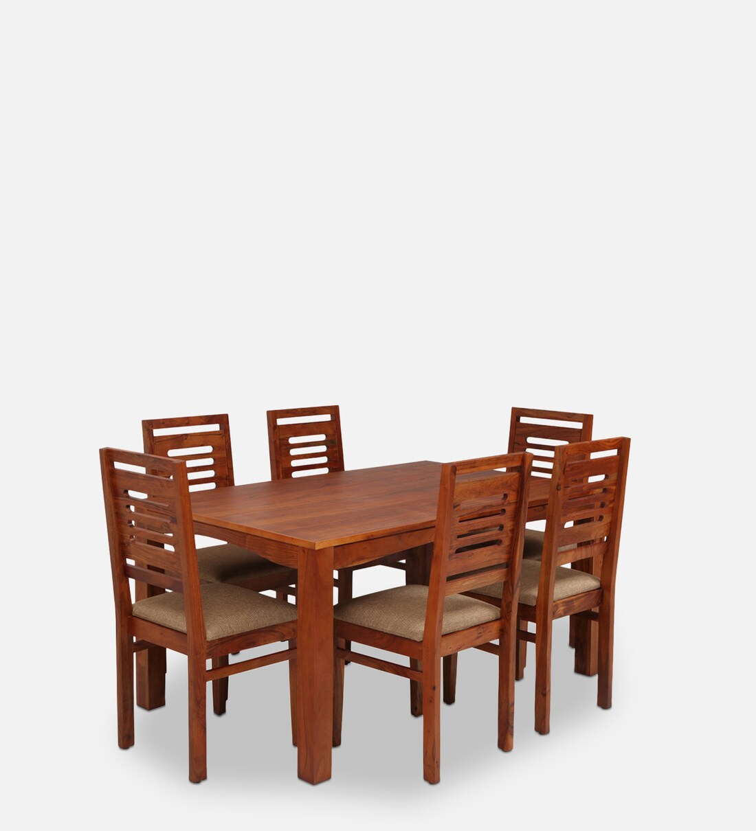 Buy Vita Solid Wood 6 Seater Dining Set in Light Walnut Finish at 56