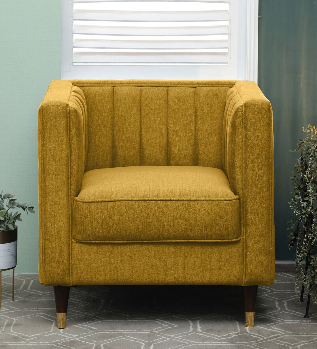 Buy Vito Fabric 1 Seater Sofa in Yellow Colour at 6 OFF by Casacraft