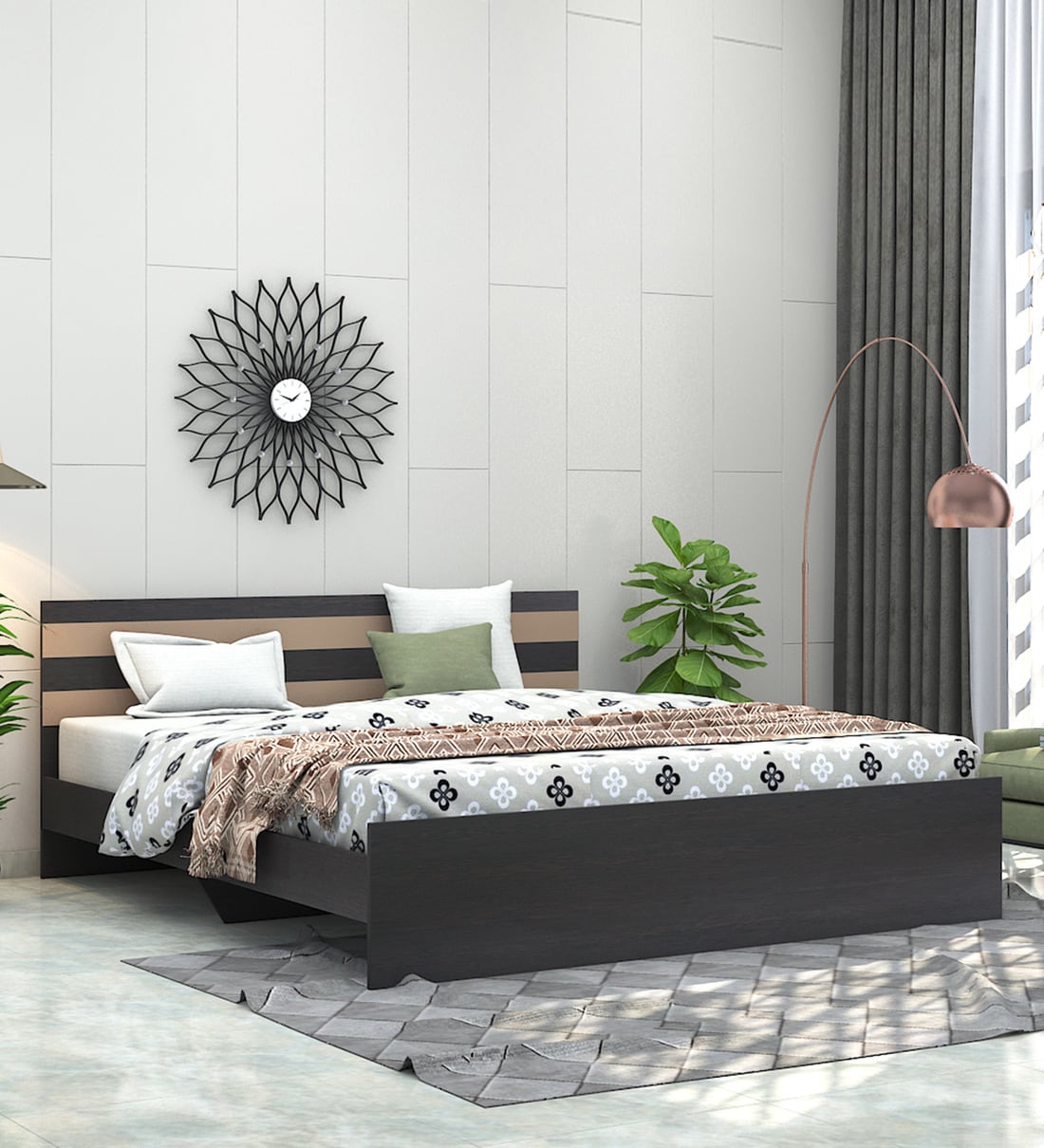 Buy Vitoe Queen Bed In Wenge Colour By Hometown Online Modern Queen Size Beds Beds