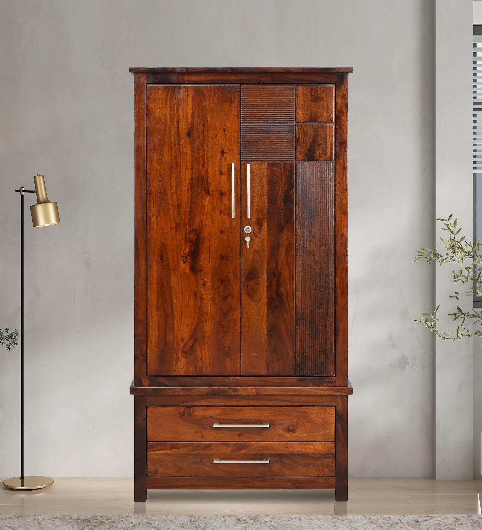Vibe 2 Door Wardrobe in Brown Colour