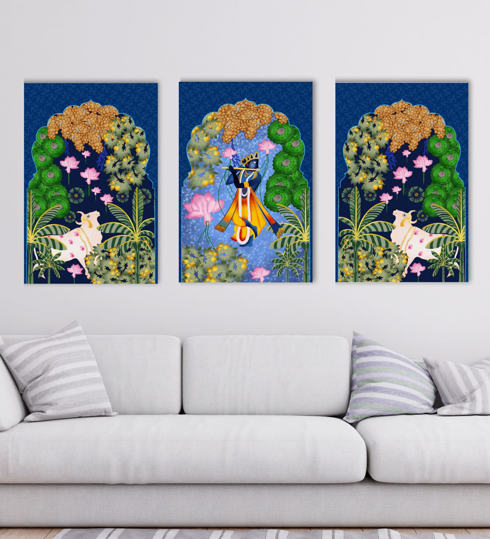 Vibrant Nico Multicolour Canvas Framed Spiritual Art Print Set of 3