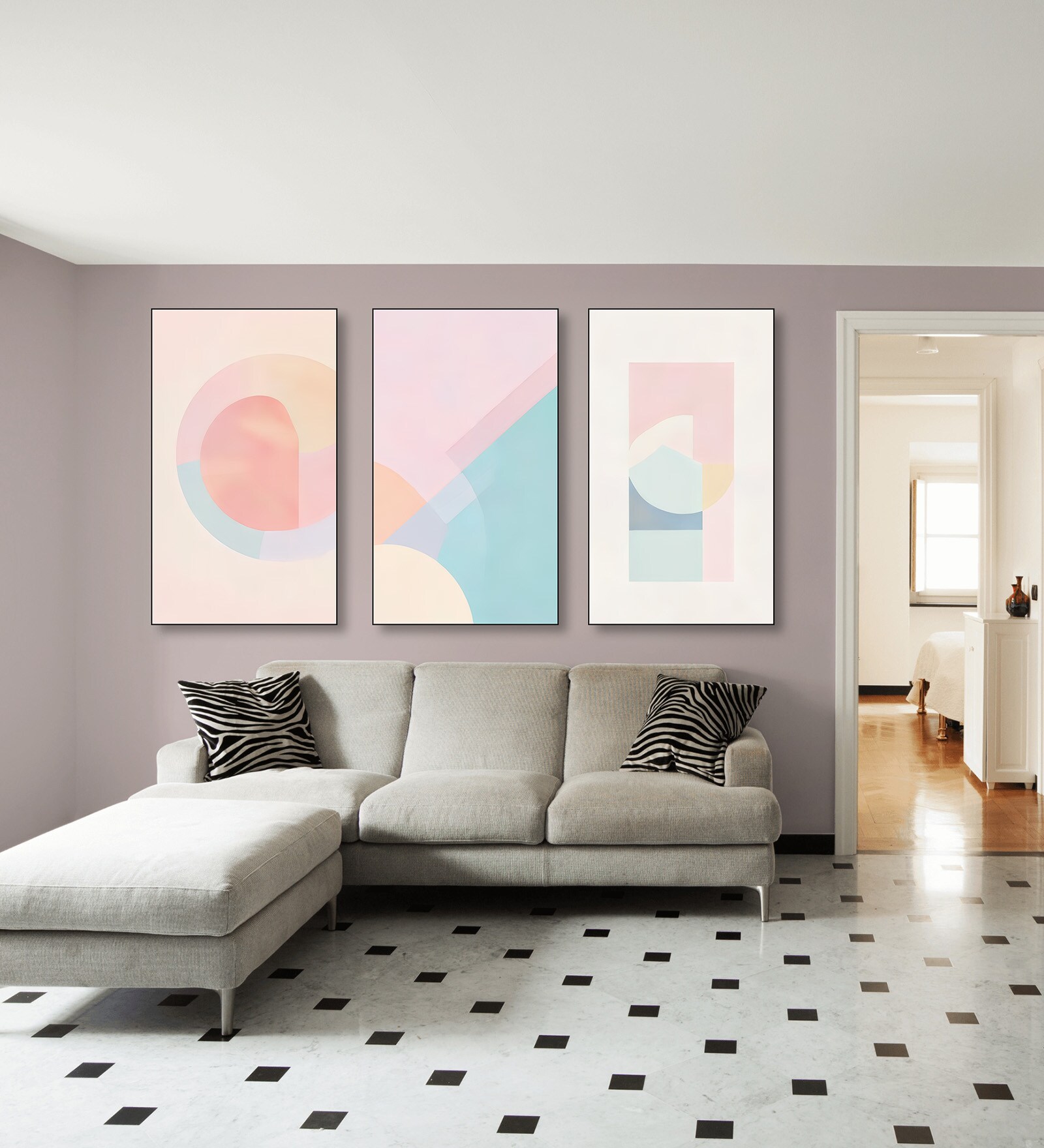 Vibrant Abstract Wall Art Set of 3 Canvas Wall Painting Black Frame