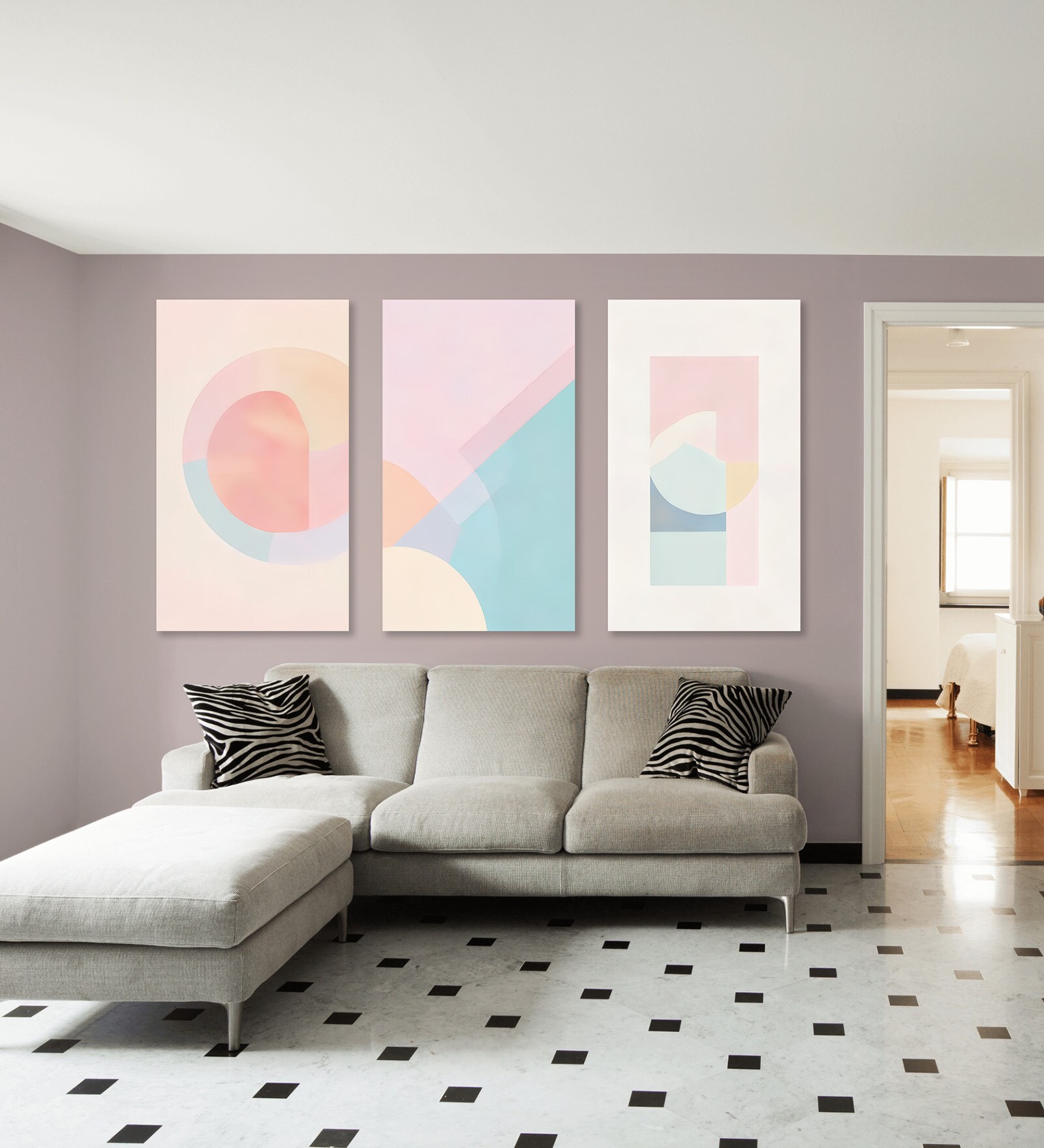 Vibrant Abstract Wall Art Set of 3 Canvas Wall Painting Stretch Canvas Frame