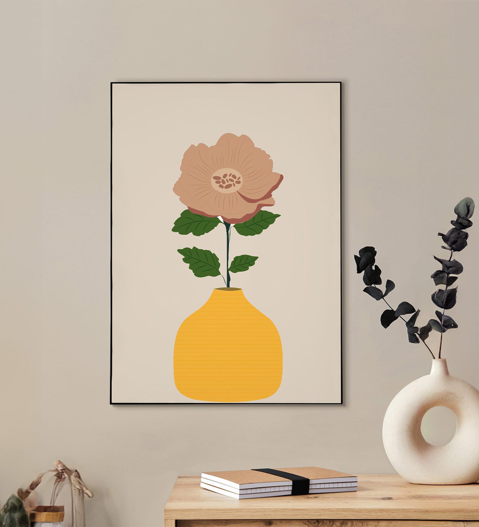Vibrant Flower In Yellow Vase Canvas Wall Art Print