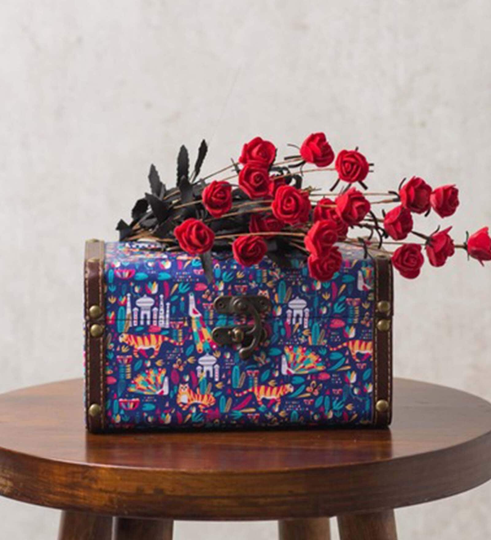 Purple Mdf Vibrant Jungle Canvas Trinket Decorative Box