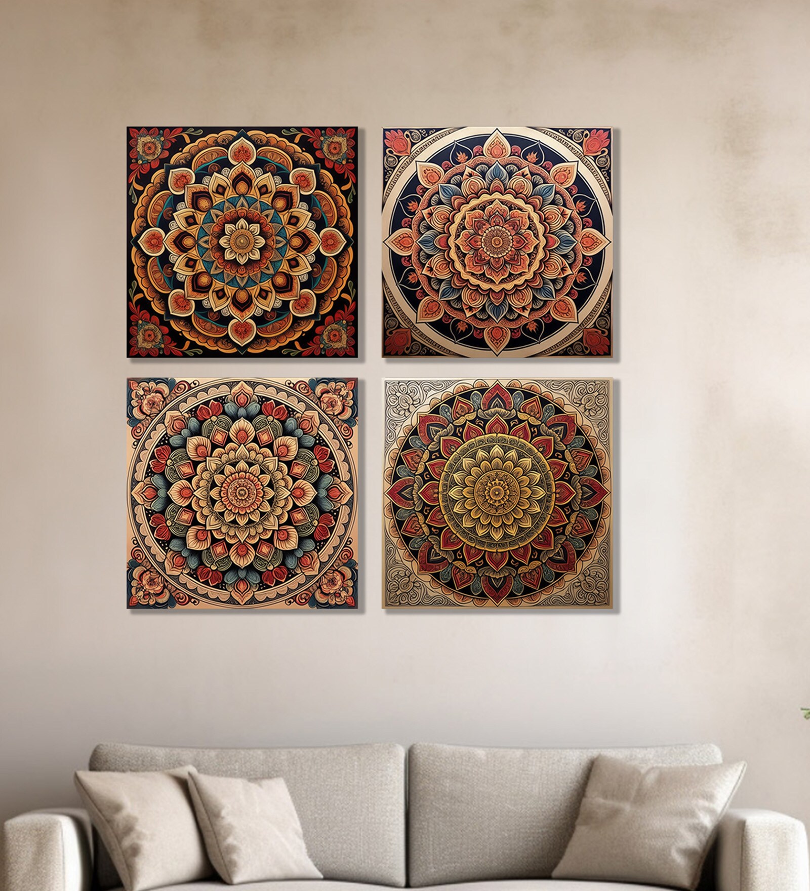 Canvas Art Collection Printed Wall Painting Set of 4 Stretch Canvas Frame