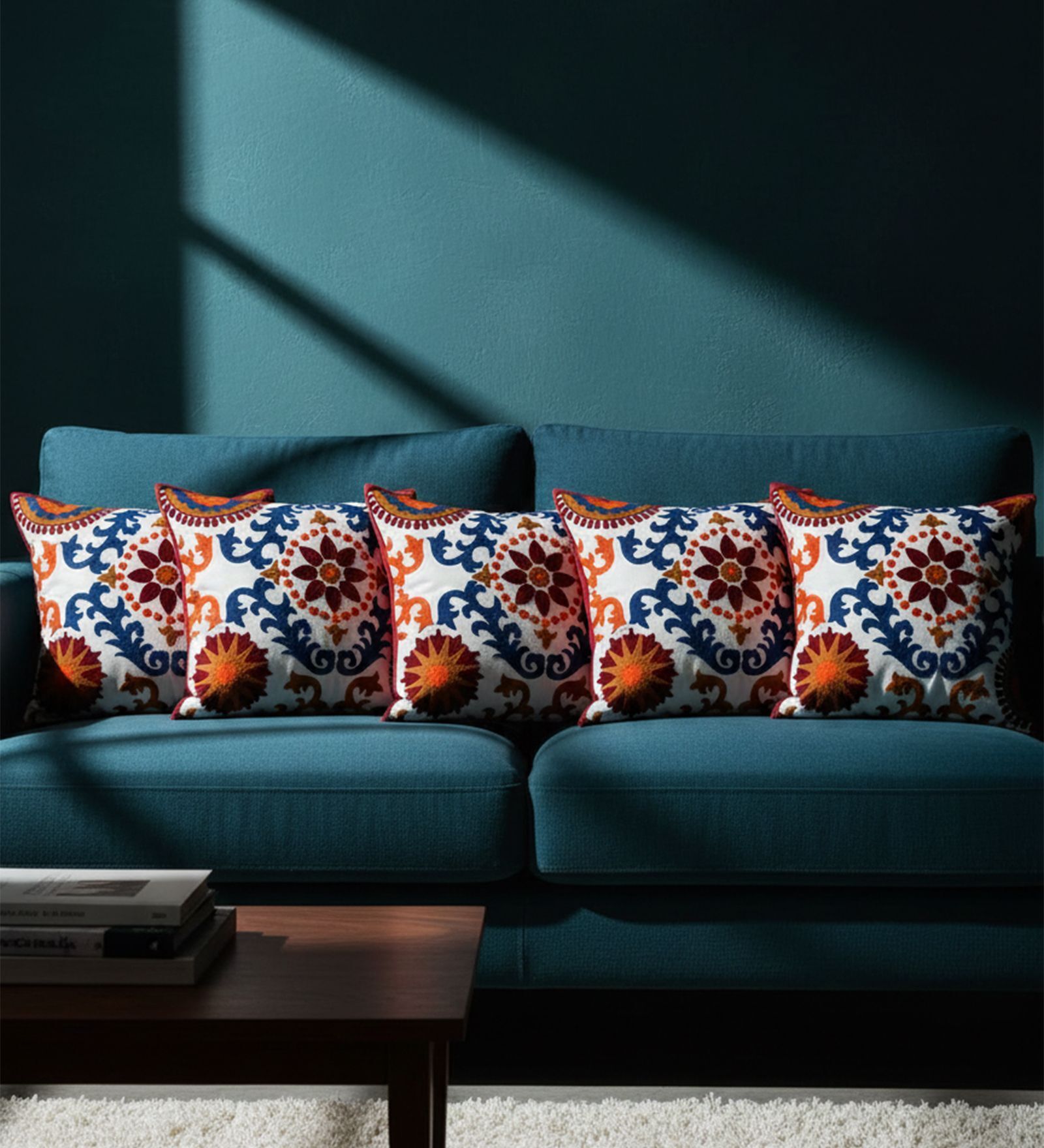 Vibrant Suzani Embroidered Throw Cushion Cover (18x18)