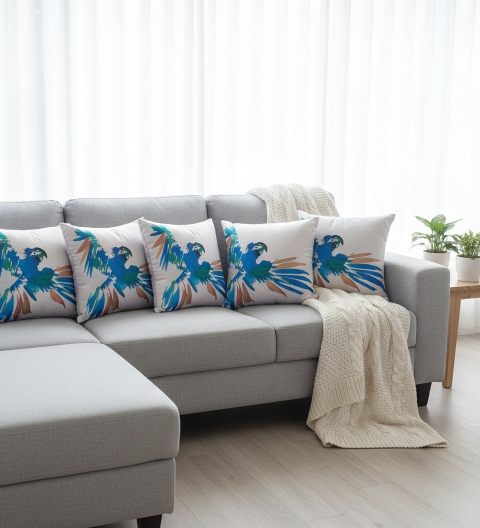 Vibrant Watercolor Parrot Cushion Cover (18x18 inches)