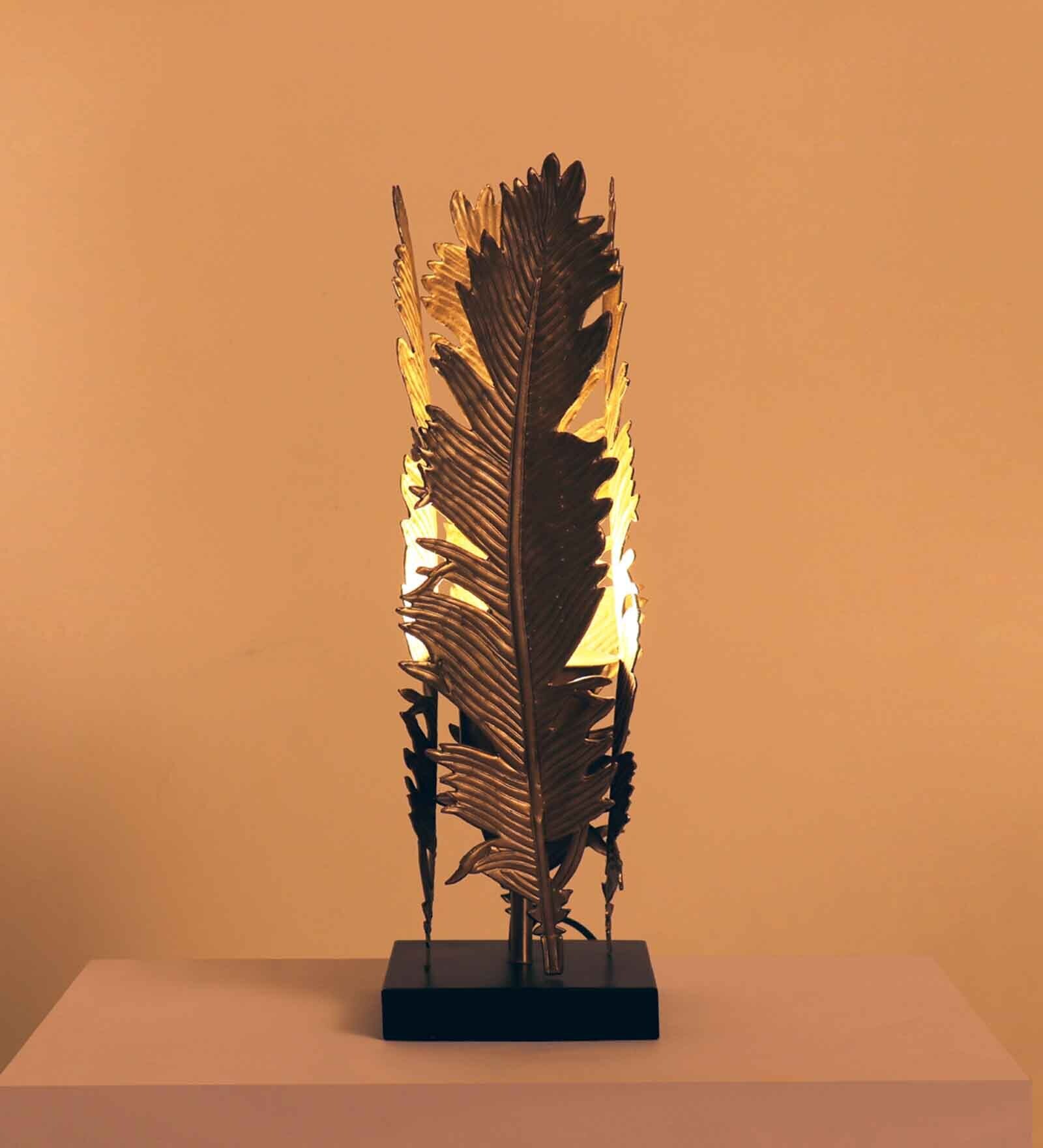 Vicia Iron Black Table Lamp with Iron Gold Shade