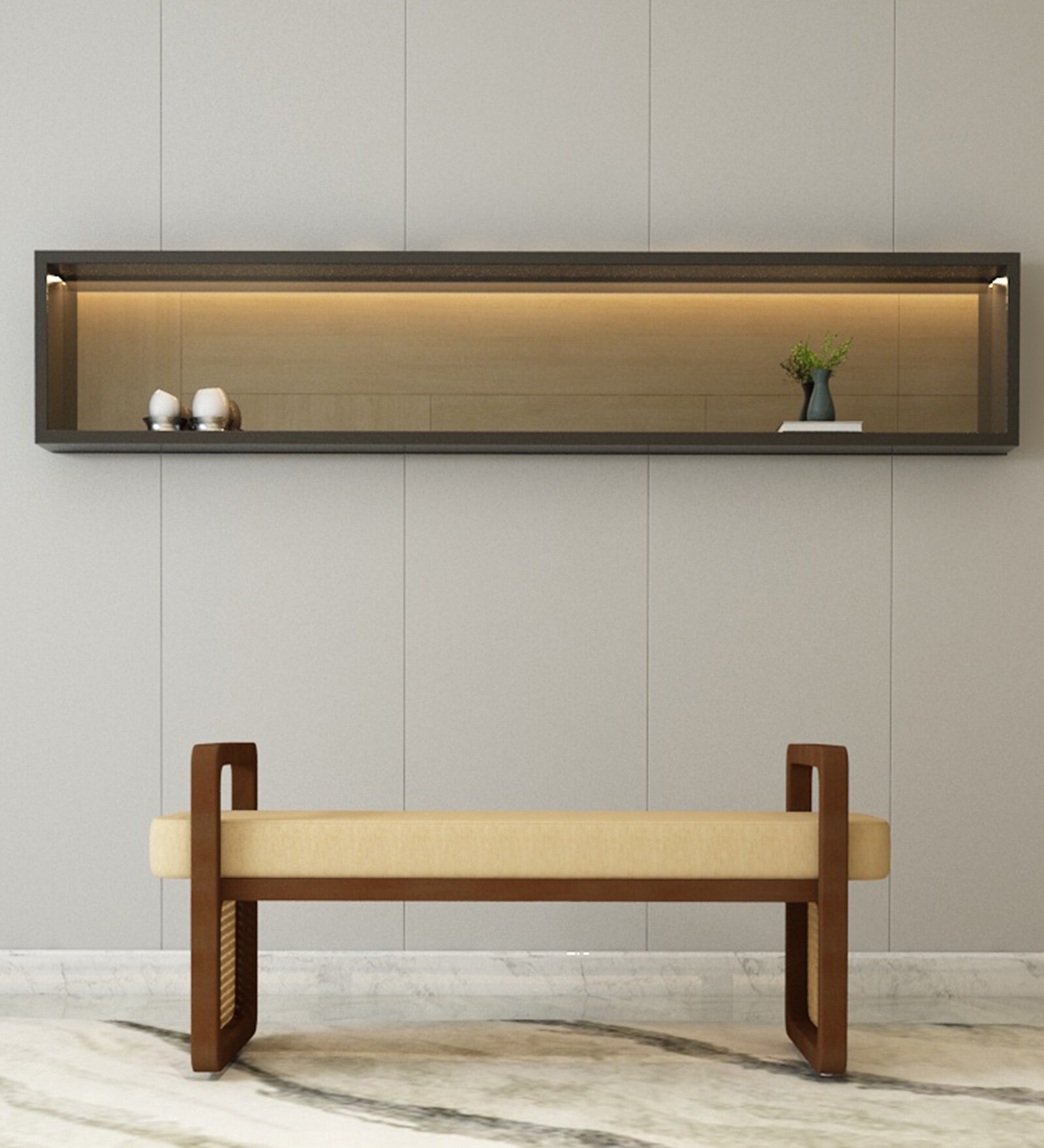 Victor Fabric Recaimer With Teakwood Base In Bone White color