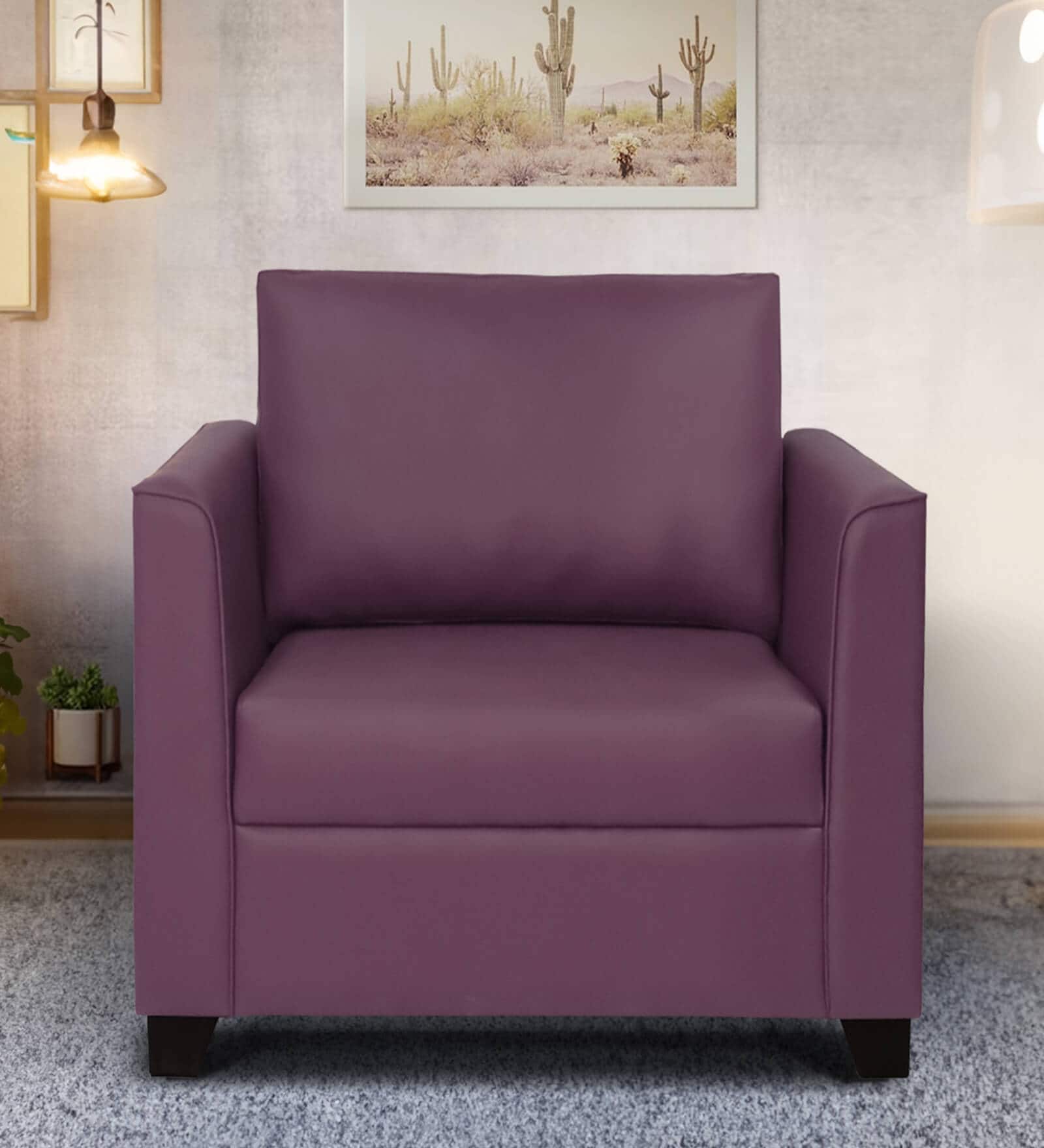 Victor Leatherette 1 Seater Sofa In Sunset Purple Colour Victor Leatherette 1 Seater Sofa In Sunset Purple Colour